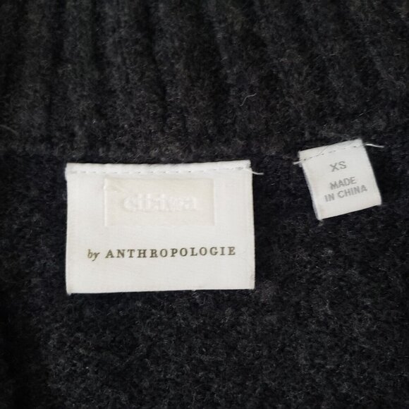 Anthropologie XS Faux Wrap Soft Alpaca Wool Surplice VNeck Collar Grey Sweater - Picture 11 of 16